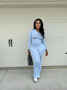 Frühlings- und Herbst-Print 2-teiliges Set Lässige Streetwear Damen Y2K Mode Reißverschluss-Kapuzenjacke Über dem Knie Sportlich - Product Image 5