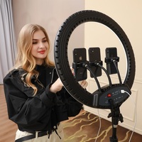 Lampe photographique Tiktok 19 pouces beauté Selfie LED anneau lumineux numérique avec trépied affichage LCD pour diffusion en direct Youtube