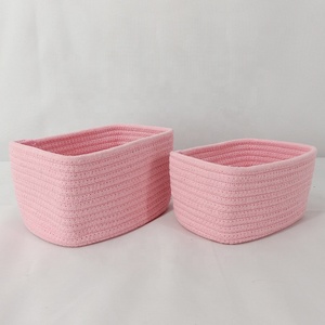Panier de rangement multifonctionnel rectangulaire en corde de <span class=keywords><strong>coton</strong></span>, grande capacité, moderne et écologique, pour bureau, salon et maison - Product Image 6