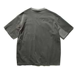 Camiseta holgada de manga corta de color sólido de bloque de color retro de estilo japonés de verano para <span class=keywords><strong>hombre</strong></span> - Product Image 2