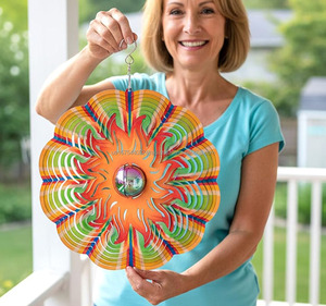 Escultura Giratoria Solar Decorativa para Jardín de 12 Pulgadas, Adorno Multicolor Colgante con Diseño de Sol para Patio Exterior, Regalo - Product Image 3