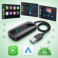 Ottocast 2-en-1 AI Box Adaptateur sans fil CarPlay Android Auto Commande au volant 4G+32G Portable Android 13 Netflix YouTube