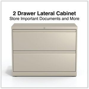 Alera Classeur latéral en métal 36 po x 18,63 po x 28 po avec 2 tiroirs pour dossiers format légal/lettre, couleur putty - Product Image 5