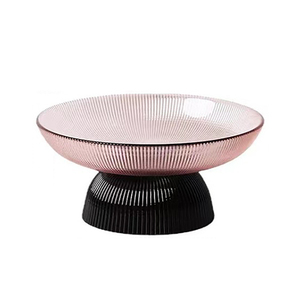 Plateau à fruits en verre ondulé de style médiéval vintage avec design de contraste de couleur bol de rangement de bibelots nervuré décoratif créatif - Product Image 2