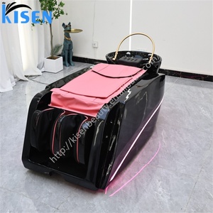 Kisen Wholesale Price Cheap Full Lying Massage Shampoo <b>Bed</b> Feet Lifted Black Pink High-<b>end</b> Body Relax - Product Image 4