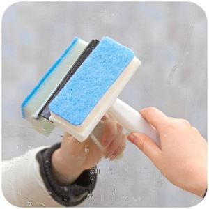 Double-sided Glass Cleaner Sponge Brush For Bathroom Window And <b>Mirror</b> Cleaning With <b>Plastic</b> Handle - Product Image 1