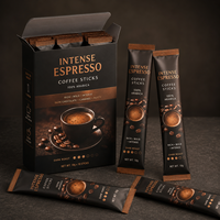 Sachets de café anti-humidité avec boîte, sac en Mylar à scellage arrière personnalisé avec encoche de déchirement pour échantillon de 10g de poudre de café instantané