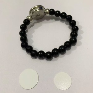 Blank Sublimation Beaded <strong>Bracelet</strong>, Black Glass <strong>Elastic</strong> Stretch Bangle , Customizable Photo Charm Jewelry Gift - Product Image 5
