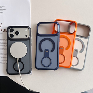Coque de téléphone antichoc mate avec anneau magnétique et support intégré pour iPhone 17 16 15 14 Pro Max, finition givrée et dos texturé - Product Image 2