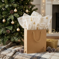 Papier de soie personnalisé pour Noël, motif arbre de Noël doré, 17 g/m², fabricant de papier de soie en gros pour sacs cadeaux, mariage, écologique