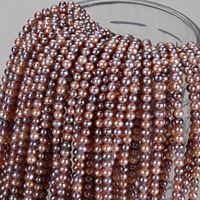 Collier de perles d'eau douce sans noyau, couleur bonbon, 3-4 mm, presque rondes, haute brillance, pour la fabrication de bijoux (DIY) - Vente en gros