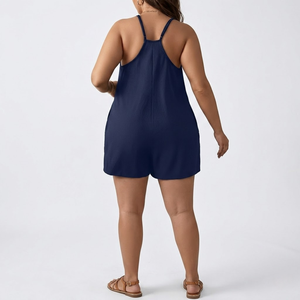 Tuta intera estiva da donna <span class=keywords><strong>taglie</strong></span> <span class=keywords><strong>forti</strong></span>, ampia, sopra il ginocchio, stampata, in maglia elasticizzata, con scollo a camisole - Product Image 2