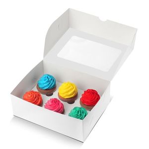 Bán buôn tùy chỉnh bánh hộp có thể tái chế cấp thực phẩm trắng Kraft Giấy Cupcake tráng miệng hộp với nắp rõ ràng cửa sổ - Product Image 5