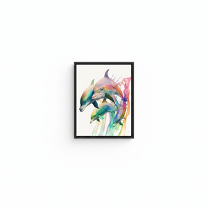 Elegant Colorful Dolphin Canvas Art: Premium Printed Wall Decor,<b>BLACK</b> <b>FRAMED</b> CANVAS - Product Image 2