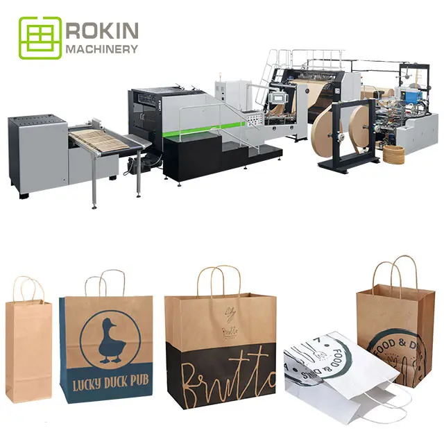ROKIN marka yeni varış üstün kağıt alt gıda sınıfı çanta yapma makinesi hint para birimi