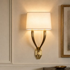 Custom Handmade Modern Luxury Brass Fabric Shade Wall <b>Sconce</b> 2-<b>Light</b> for Bedroom Living Room Hallway Staircase Villa OEM ODM - Product Image 3