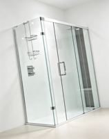 Paroi de douche coulissante en verre trempé avec cadre en aluminium élégant, panneau de séparation de douche moderne pour salle de bain