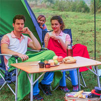 Mesa Plegable de Bambú para Acampar al Aire Libre - Diseño Moderno, Forma Rectangular, Ligera, Ecológica, Muebles de Exterior para Senderismo y Pesca