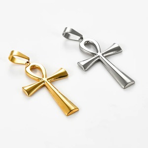 Collar con Colgante de Cruz Cristiana <span class=keywords><strong>Grande</strong></span> de Acero Inoxidable, Símbolo Egipcio, Unisex, Clásico, Simple, para Hacer Joyas, Regalos - Product Image 4