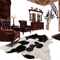 Handgefertigter Naturleder-Teppich Unregelmäßig Geformter Nordischer Stil Wohnzimmer Echtes Leder Patchwork-Teppich Anpassbar