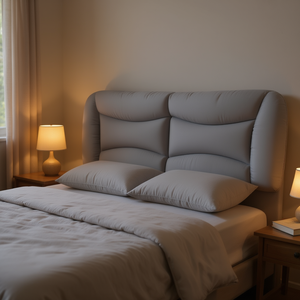 Coussin de tête de lit gris clair 100 % polyester, oreiller de repos pour lit, rectangulaire, lavable, design uni - Product Image 2