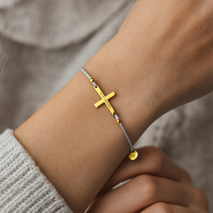 Custom Personalized Cross <b>Bracelet</b> Silver Plated Zinc Alloy Adjustable <b>Rope</b> Engraved Name Religious Unisex Gift Jewelry - Product Image 4