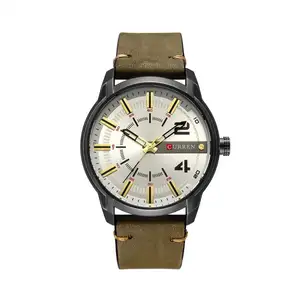 CURREN 8306 western made in prc male quartz watch excel PU leather strap water resist vintage low moq business hand watch