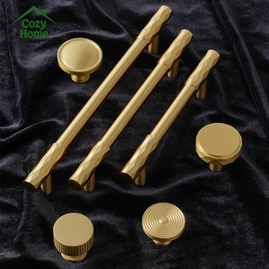Soild Brass Handles for Cabinets Brushed Gold Cabinet Handles Knurled Cabinet Handle for Wardrobe Drawer Furniture Handles <strong>Knobs</strong> - Product Image 1