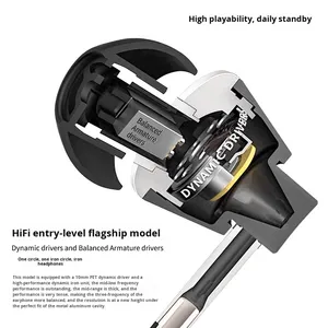 Casque de jeu intra-auriculaire à réduction de bruit avec pilote dynamique pleine fréquence, faible latence, contrôle <span class=keywords><strong>filaire</strong></span>, qualité e-sport, <span class=keywords><strong>écouteur</strong></span>s en métal - Product Image 4