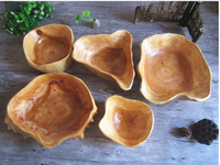 Vente en gros usine : Assiettes à fruits en bois massif sculpté en forme de tasse et bols de grande taille pour salons, assiettes à fruits créatives, bols en bois