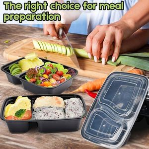 3 Compartment PP Plastic Food Storage Containers <b>Lids</b> Disposable Eco-Friendly Biodegradable Recyclable Microwave Safe Meal Prep - Product Image 4