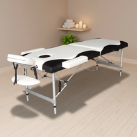 Table de massage moderne en cuir PU, pliable, portable, à angle droit, pour salon de beauté, spa, avec rangement
