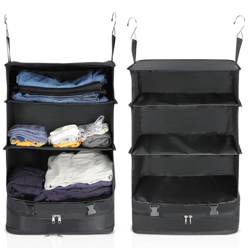 Portable luggage system suitcase organizer hanging storage bag portable and foldable clothes storage bag