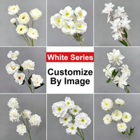 Fleur artificielle série blanche, matière florale simulée, personnalisable par image pour arrangements de mariage DIY, décoration de table à domicile