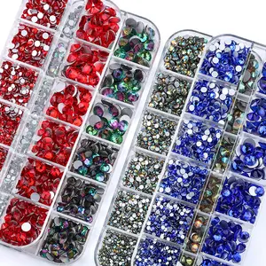 Hot-selling 12 Grid Set FlatBack Non Hotfix Rhinestone For Nails Art Fabric Garment Decoration DIY Accessories