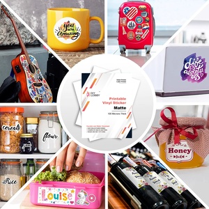 Diylobby imprimable couleur A4 blanc imperméable auto-adhésif brillant/mat/transparent Film feuille vinyle autocollant papier d'étiquette - Product Image 5