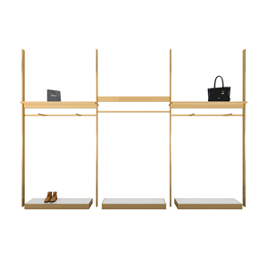 Exhibidor de Ropa para Hombre, Diseño Dorado, Mueble de Acero Inoxidable, Columna Superior de Pared, Estante Simple para Tienda de Ropa - Product Image 4