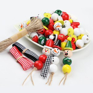 Juego de cuentas de madera para muñeco de nieve navideño, 180 piezas con cuerda para decoración de árboles - Product Image 3