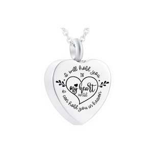 Collana con urna di cremazione per ceneri gioielli ricordo per le donne ciondolo commemorativo in acciaio inossidabile-ti stringerà nel mio cuore - Product Image 2