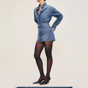 Váy ngắn denim eo co giãn cho nữ váy jeans mini cổ điển - Product Image 5