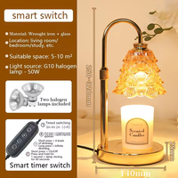 Diffuseur de cire électrique et lampe aromatique de style vintage pour chambre et salon, avec abat-jour en verre coloré, fonction minuterie, prise US