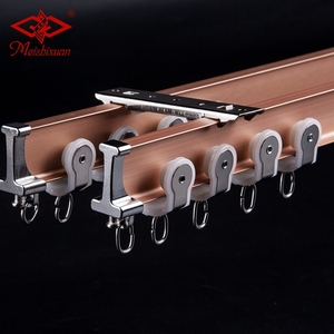 Iksun รางผ้าม่านโค้งงอได้ติดเพดานสีโรสโกลด์รางผ้าม่านโลหะแบบเงียบสองชั้น - Product Image 5