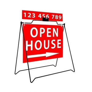 Panneau de trottoir en forme de A, impression couleur personnalisée, bannières, panneaux immobiliers pour visites ouvertes - Product Image 1