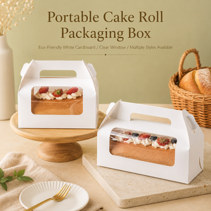 Custom <b>Cake</b> Roll Packaging <b>Box</b> with Clear Window Handle Food Grade Paper <b>Box</b> for Dessert <b>Gift</b> Packaging - Product Image 4
