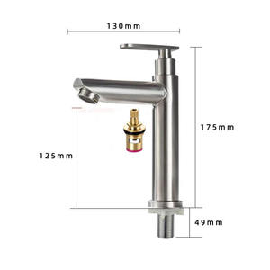 Stainless steel 304 single cold <b>brushed</b> color, factory wholesale, engineering style, brass valve core washbasin faucet - Product Image 3