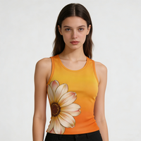 Top Corto Sublimado de Algodón/Spandex de Alta Calidad Personalizado en Varios Colores, Camisetas sin Mangas para Mujer