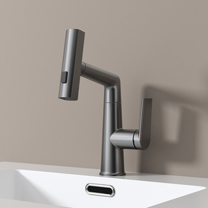 Single Handle Pull Out <b>Spray</b> Basin Faucet Ceramic Valve Core Deck <b>Mounted</b> Single Hole Hot Cold Water Tap - Product Image 2
