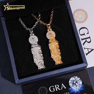 จี้พระแม่มารี งานฝีมือคุณภาพสูง ชุบทองคำแท้ รูปหน้า 3 มิติ พระมารดาแห่งพระเจ้า เครื่องประดับทางศาสนา ประดับด้วยโมอิสซาไนต์ 925 - Product Image 4