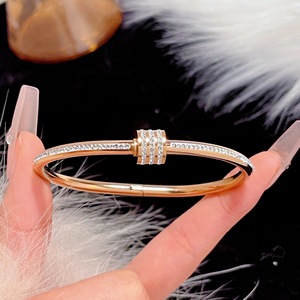 Bracelets géométriques en titane plaqué or 18 carats avec zircon pour femme, style taille fine, tendance, léger et luxueux, ne décolore pas, cadeau - Product Image 2