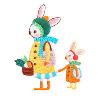 Patch brodé lapin mignon thermocollant, applique DIY pour vêtements, badge animal auto-adhésif, accessoire de loisirs créatifs pour enfants